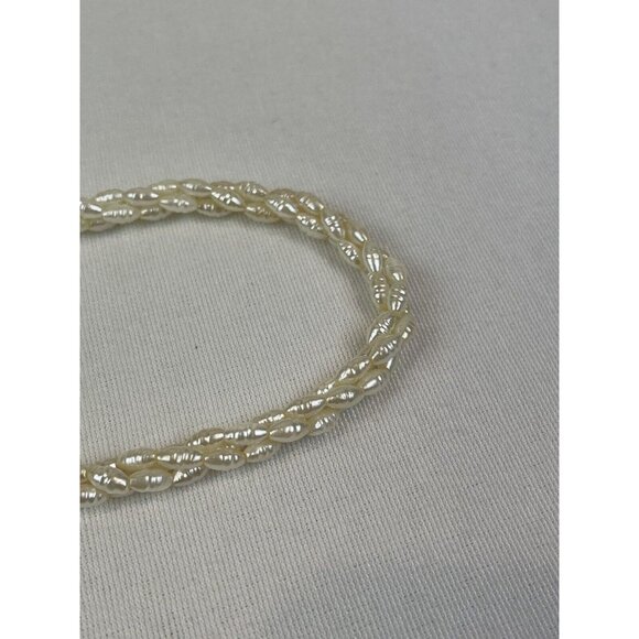 Vintage Faux Freshwater Pearl Twisted Multi-Strand Necklace Dainty Short - Picture 4 of 6